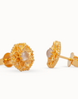 Vida Rose Quartz Stud Earrings | Gold